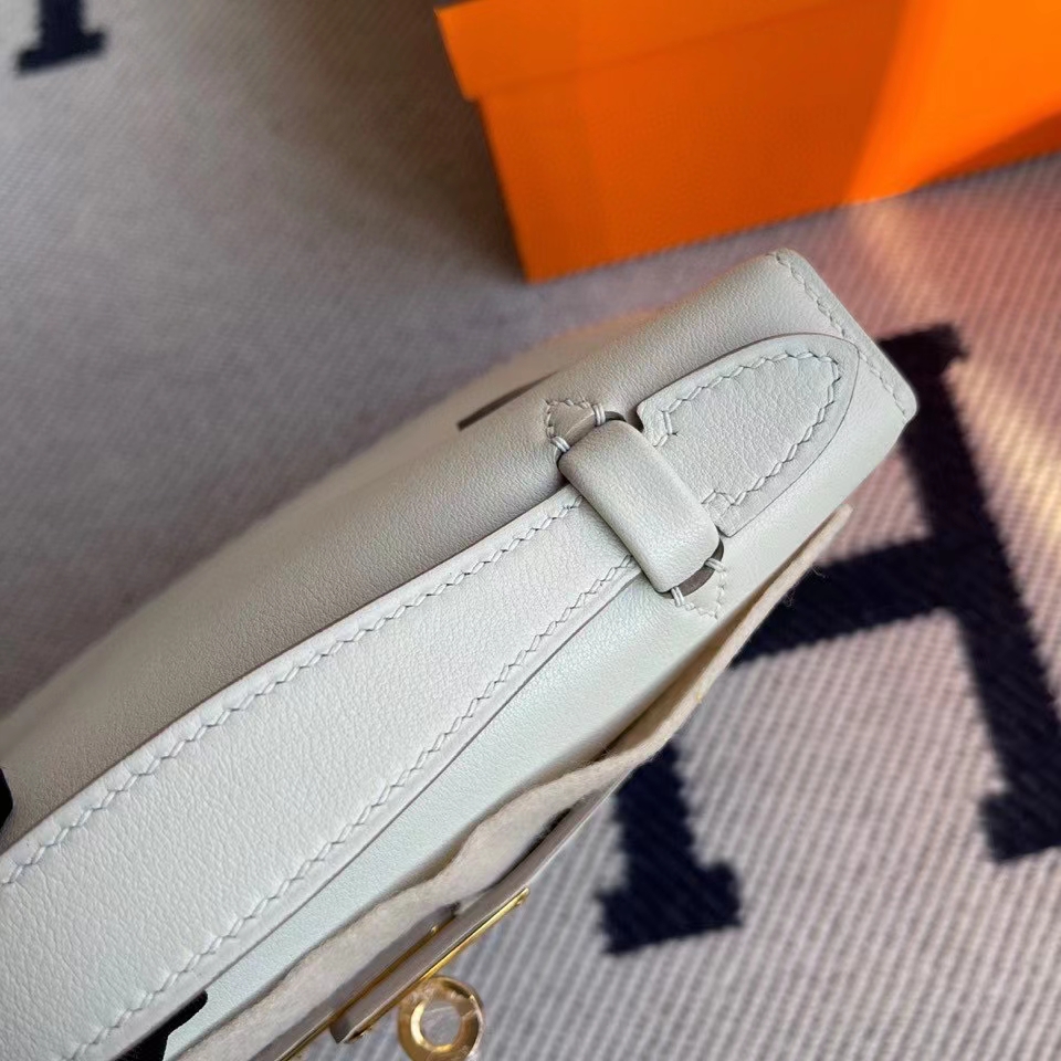 Hermès（爱马仕）Mini kelly pochette 22cm Swift 珍珠灰 金扣 顶级手缝 定制