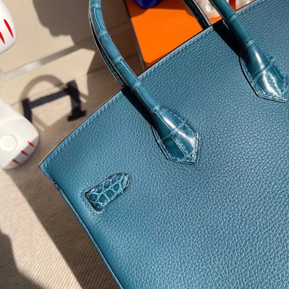Hermès（爱马仕）Birkin 25cm Touch 系列 w0博斯普鲁斯绿 鳄鱼 银扣 顶级手缝 定制