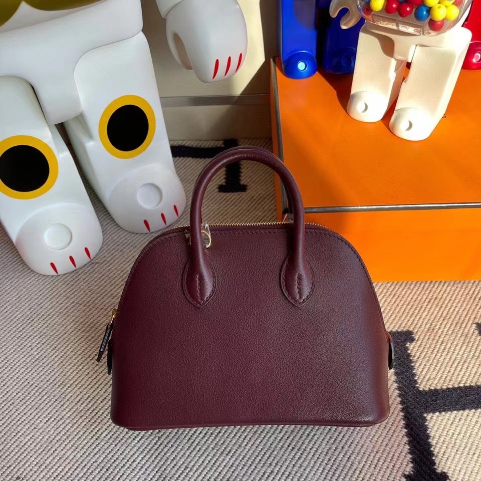 Hermès(爱马仕)Mini Bolide 山羊皮 ck57波尔多酒红 Bordeaux 金扣 顶级手缝 现货-拉尔森鳄鱼皮具定制 - 爱马仕包包官网 Hermès(爱马仕)Mini Bolide 山羊皮 ck57波尔多酒红 Bordeaux 金扣 顶级手缝 现货