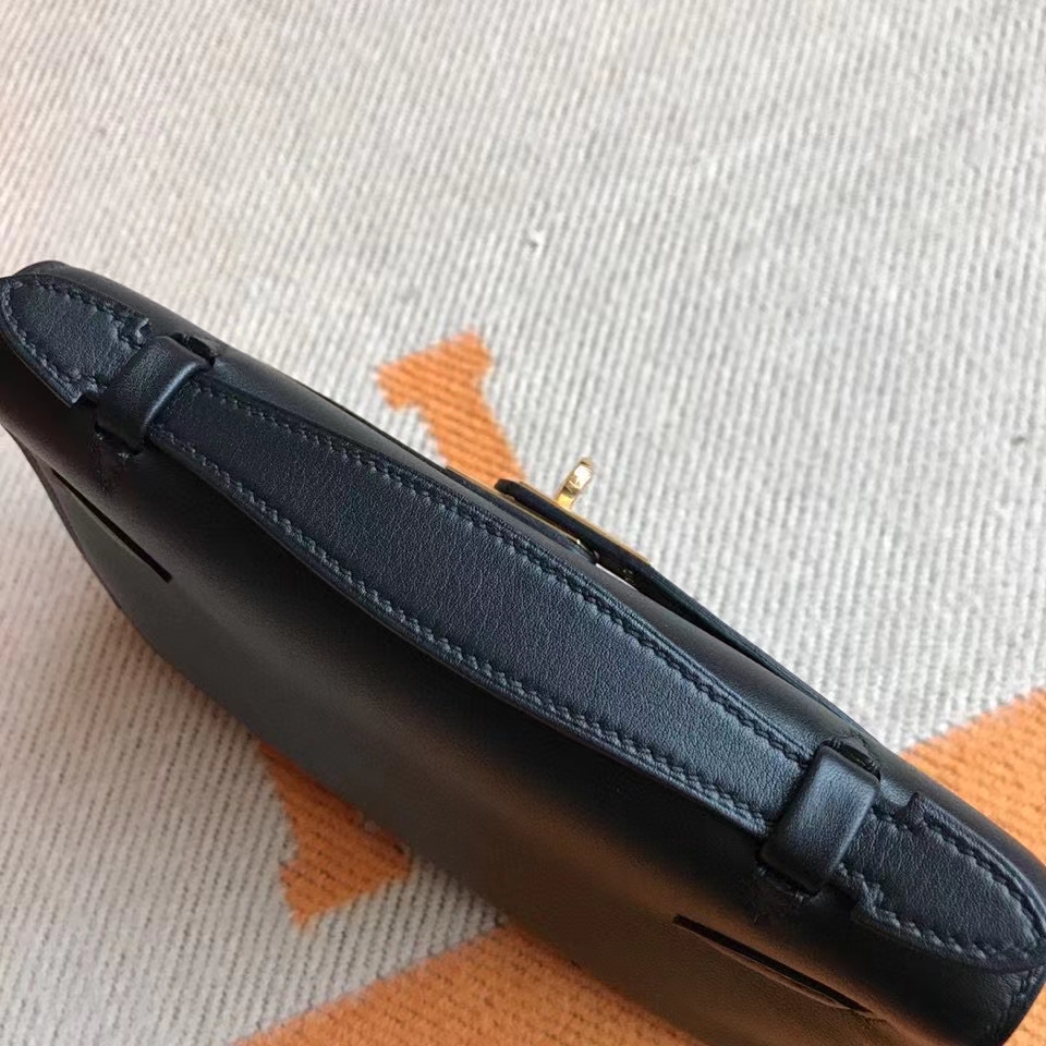Hermès（爱马仕）Mini Kelly pochette 22cm Swift ck89 黑色 Noir 金扣 银扣 手拿包 晚宴包 顶级手缝 现货