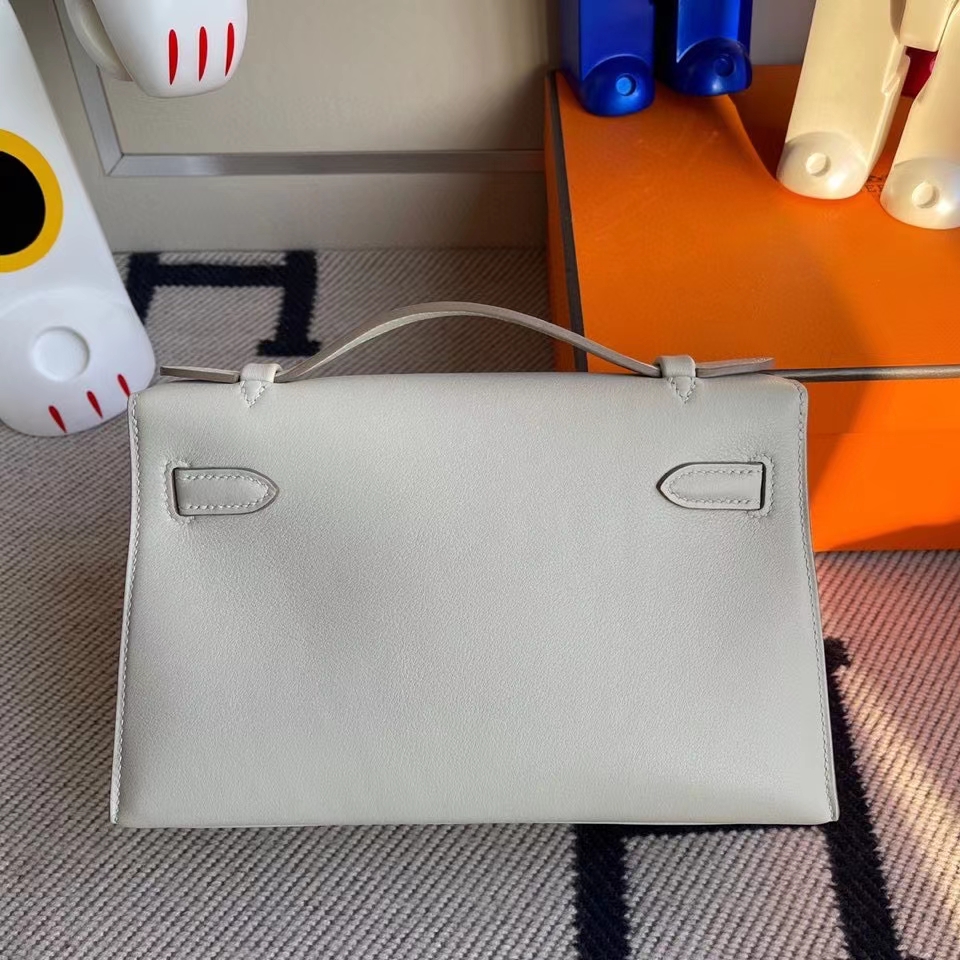 Hermès（爱马仕）Mini kelly pochette 22cm Swift 珍珠灰 金扣 顶级手缝 定制