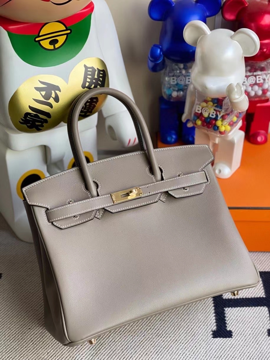 Hermès（爱马仕）Birkin 30cm Swift  M8 沥青灰 gris Ashpite 金扣 顶级手缝 现货