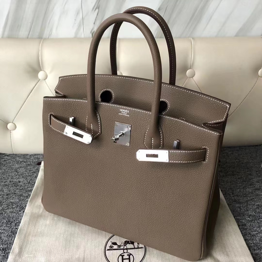 Hermès（爱马仕）Birkin 30cm Togo Ck18大象灰 顶级工艺 全手工缝制 银扣 现货