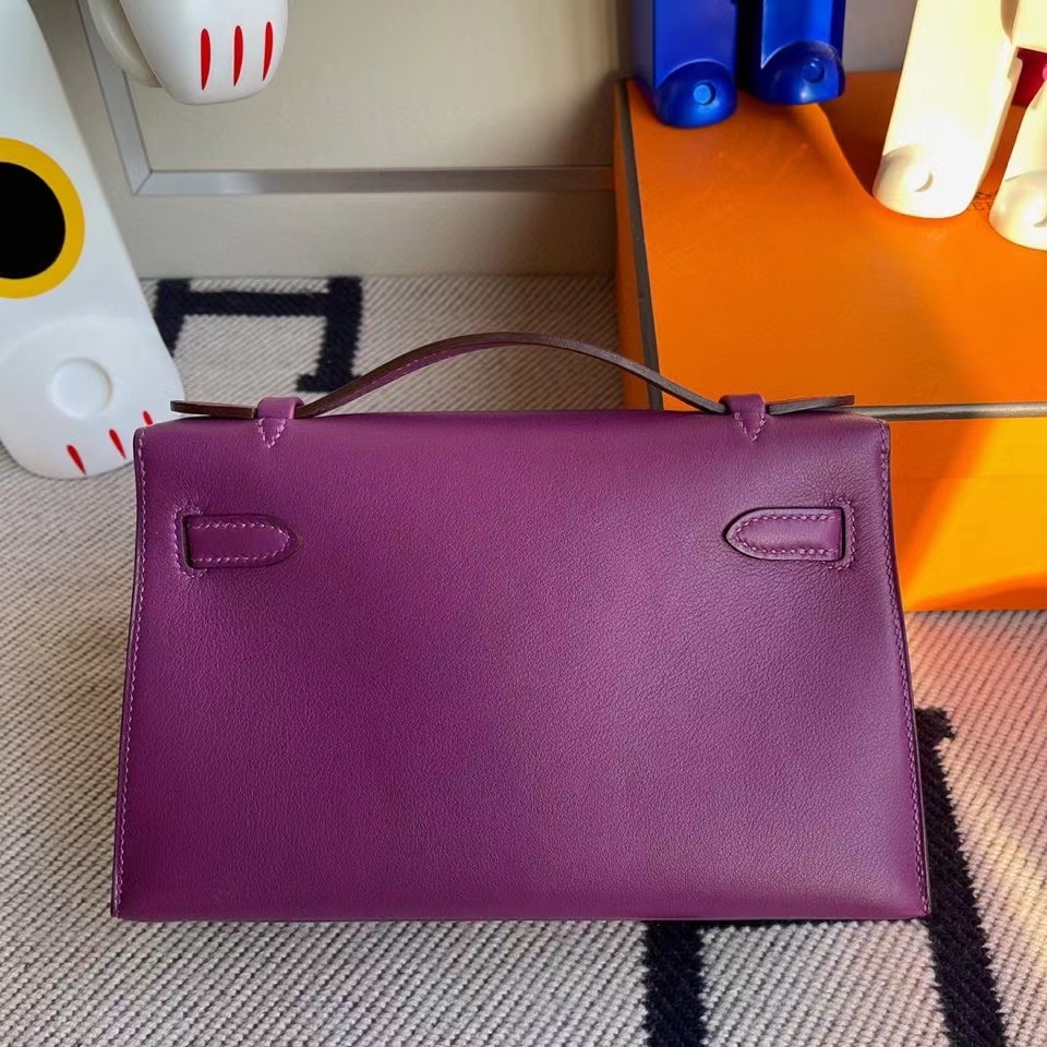 Hermès（爱马仕）Mini kelly pochette 22cm Swift anemone 薰衣草紫 金扣 顶级手缝 定制