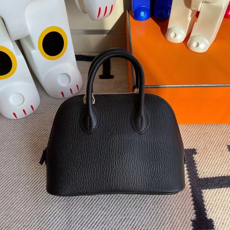 Hermès（爱马仕）Mini Bolide 山羊皮 ck89 黑色 Noir 金扣 顶级手缝 现货