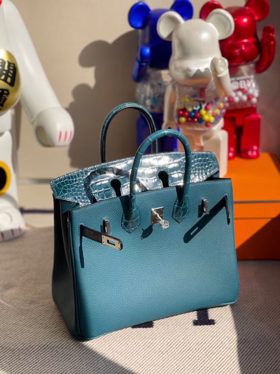 Hermès(爱马仕)Birkin 25cm Touch 系列 w0博斯普鲁斯绿 鳄鱼 银扣 顶级手缝 定制-拉尔森鳄鱼皮具定制 - 爱马仕包包官网 Hermès(爱马仕)Birkin 25cm Touch 系列 w0博斯普鲁斯绿 鳄鱼 银扣 顶级手缝 定制