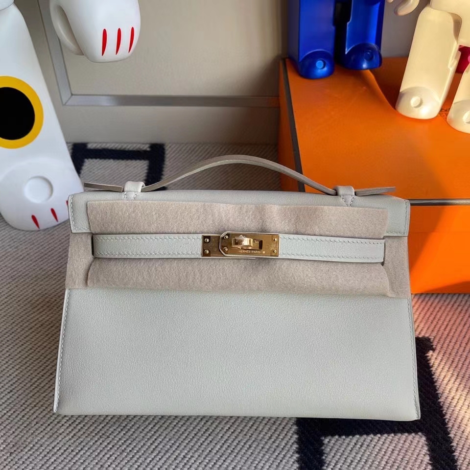 Hermès（爱马仕）Mini kelly pochette 22cm Swift 珍珠灰 金扣 顶级手缝 定制