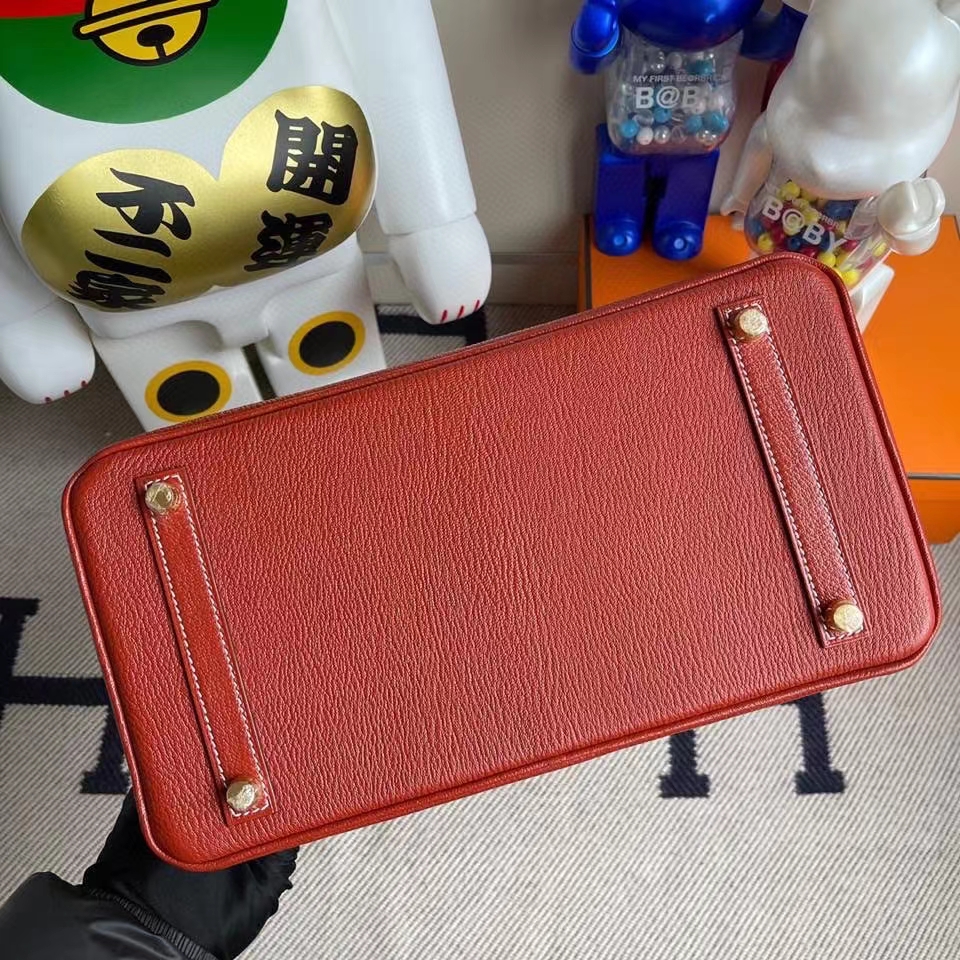 Hermès（爱马仕）Birkin 30cm 山羊皮 Chevre 三文鱼红 金扣 顶级手缝