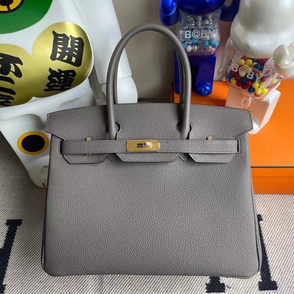 Hermès（爱马仕）Birkin 30cm 原厂小牛皮 8F 锡器灰 Etain 金扣 顶级手缝 现货