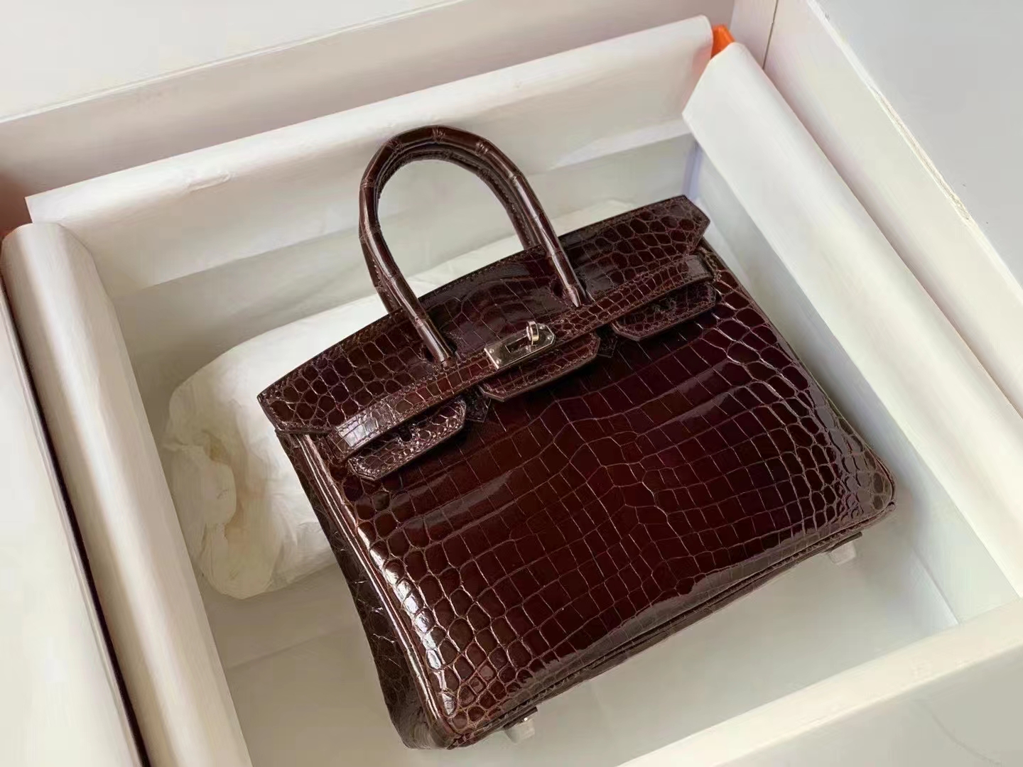 Hermès(爱马仕)birkin 25 #45#深棕色 亮面尼罗鳄鱼 頂級工艺 纯手工制作-拉尔森鳄鱼皮具定制 - 爱马仕包包官网 Hermès(爱马仕)birkin 25 #45#深棕色 亮面尼罗鳄鱼 頂級工艺 纯手工制作