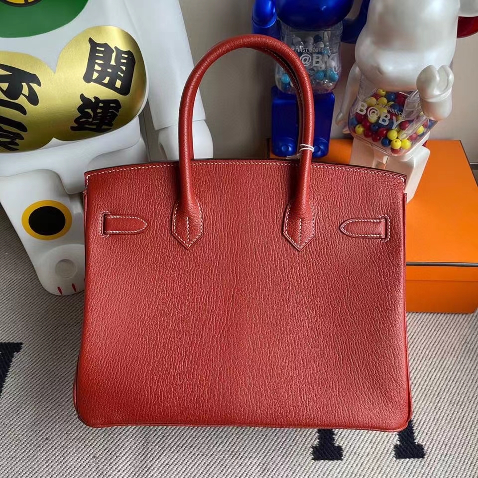 Hermès（爱马仕）Birkin 30cm 山羊皮 Chevre 三文鱼红 金扣 顶级手缝