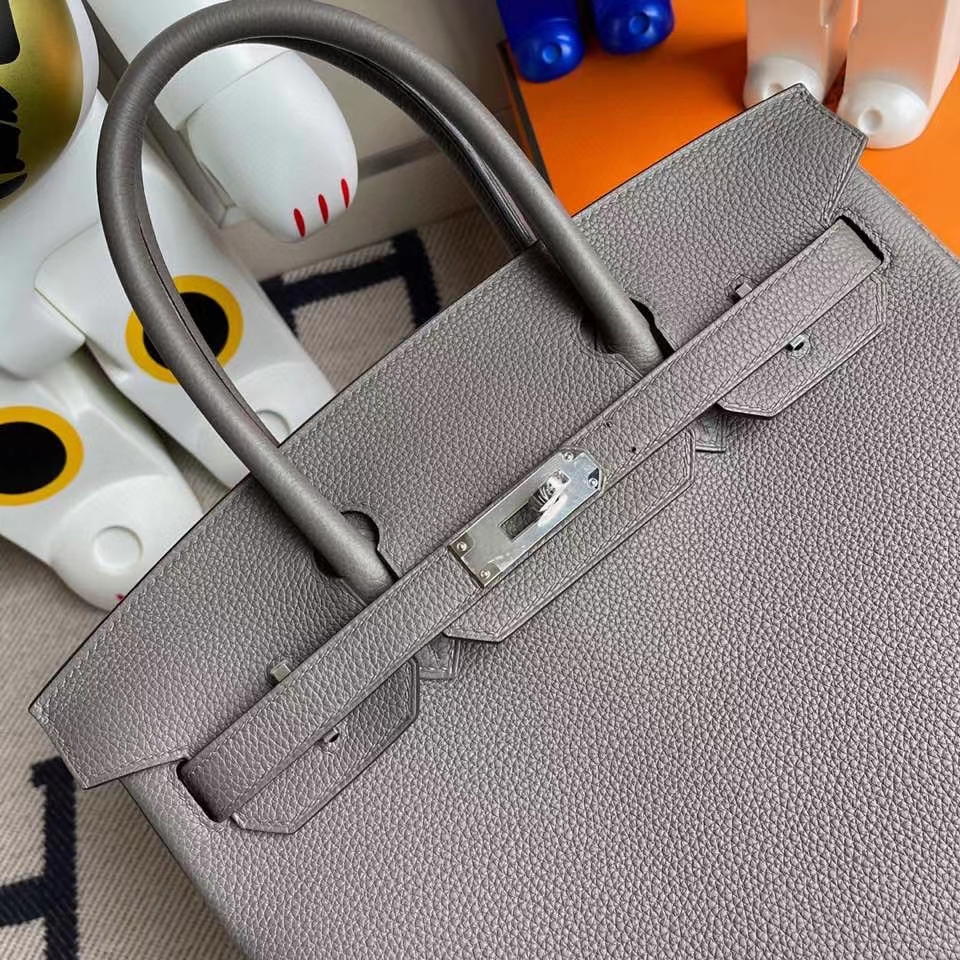 Hermès（爱马仕）Birkin 30cm 原厂小牛皮 8F 锡器灰 Etain 银扣 顶级手缝 现货