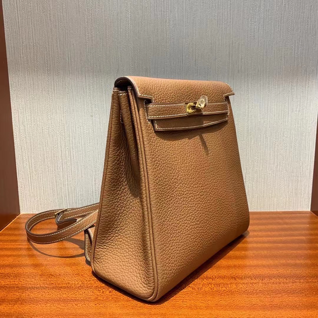 Hermès（爱马仕）Kelly ado 22cm Clemence Ck37金棕色 顶级工艺 全手工缝制 金扣 现货