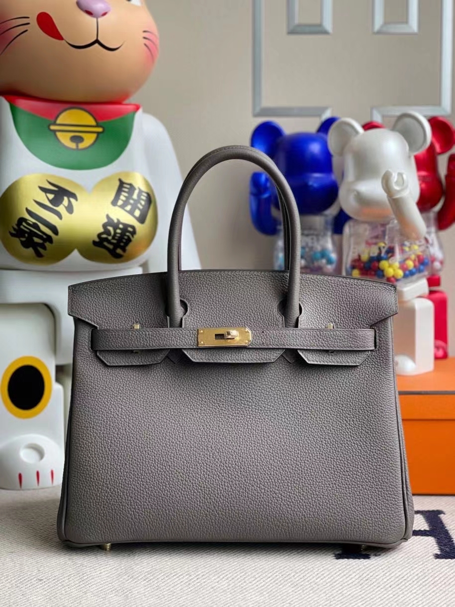 Hermès（爱马仕）Birkin 30cm 原厂小牛皮 8F 锡器灰 Etain 金扣 顶级手缝 现货