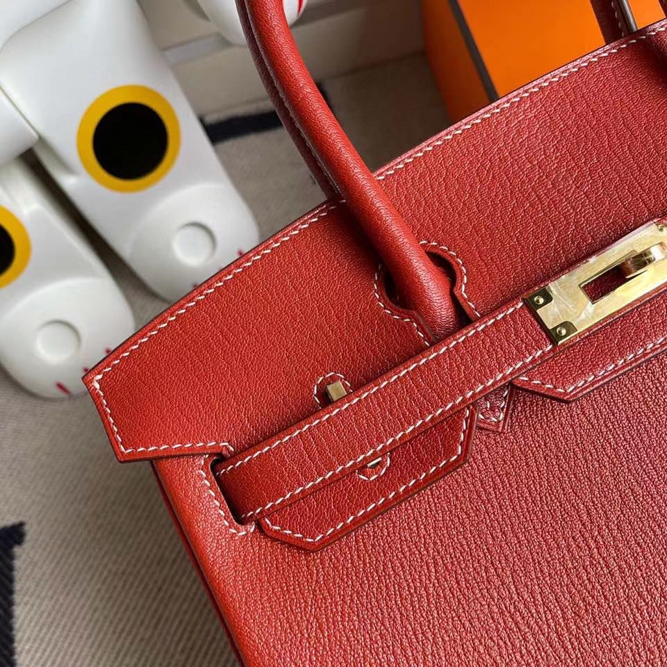Hermès（爱马仕）Birkin 30cm 山羊皮 Chevre 三文鱼红 金扣 顶级手缝