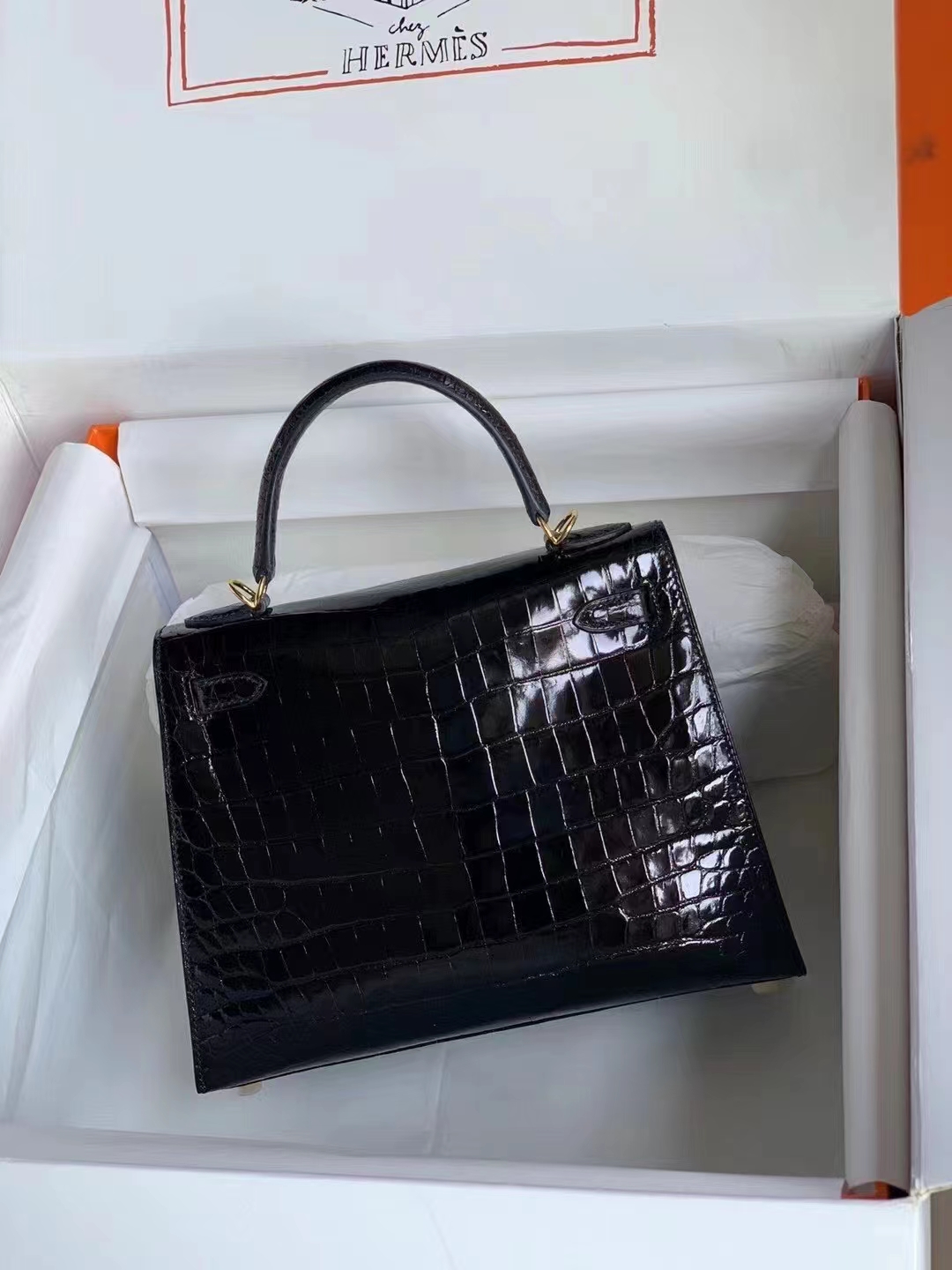Hermès（爱马仕）Kelly 25cm #89经典黑金 尼罗鳄 顶级工艺
