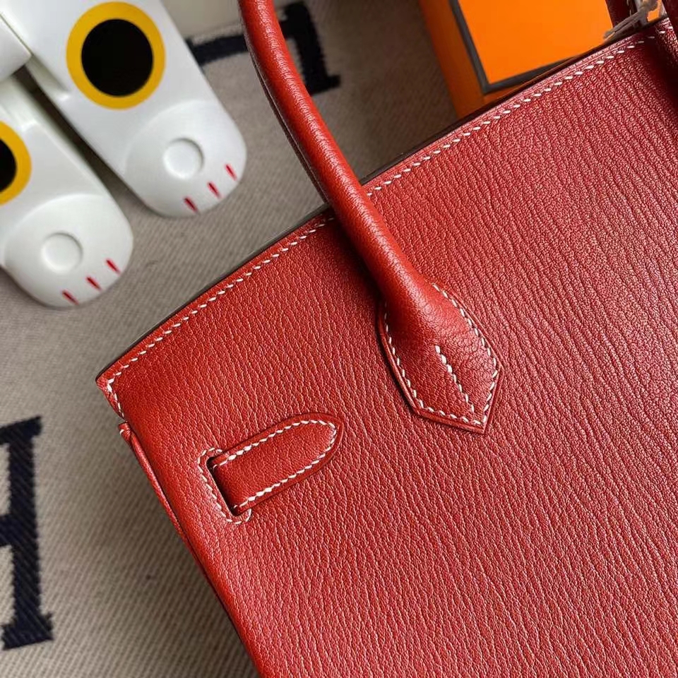 Hermès（爱马仕）Birkin 30cm 山羊皮 Chevre 三文鱼红 金扣 顶级手缝