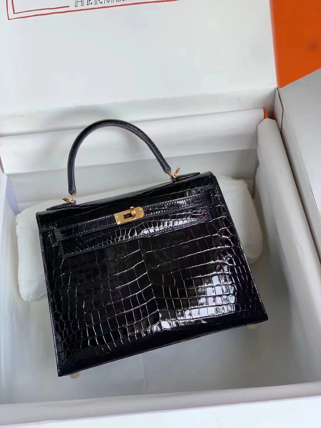 Hermès（爱马仕）Kelly 25cm #89经典黑金 尼罗鳄 顶级工艺