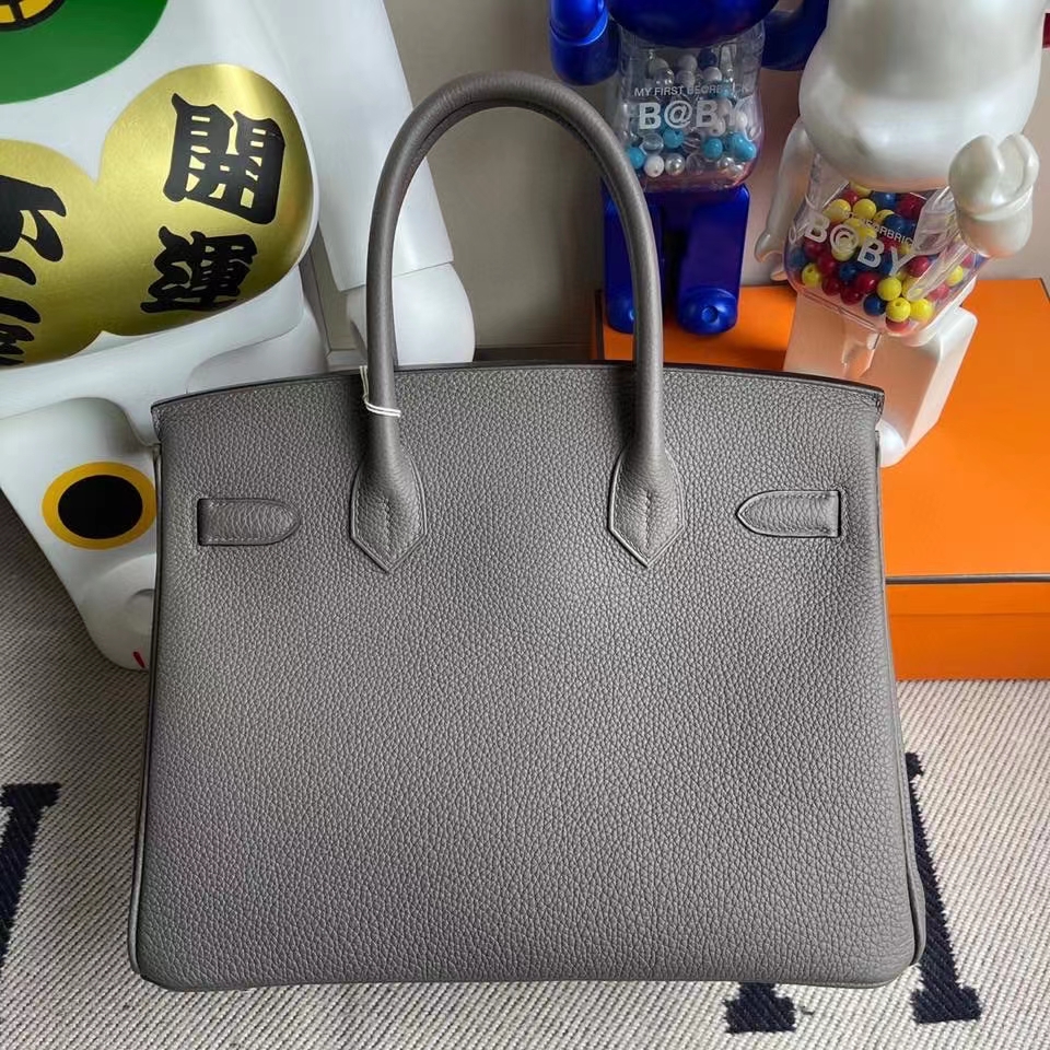 Hermès（爱马仕）Birkin 30cm 原厂小牛皮 8F 锡器灰 Etain 金扣 顶级手缝 现货