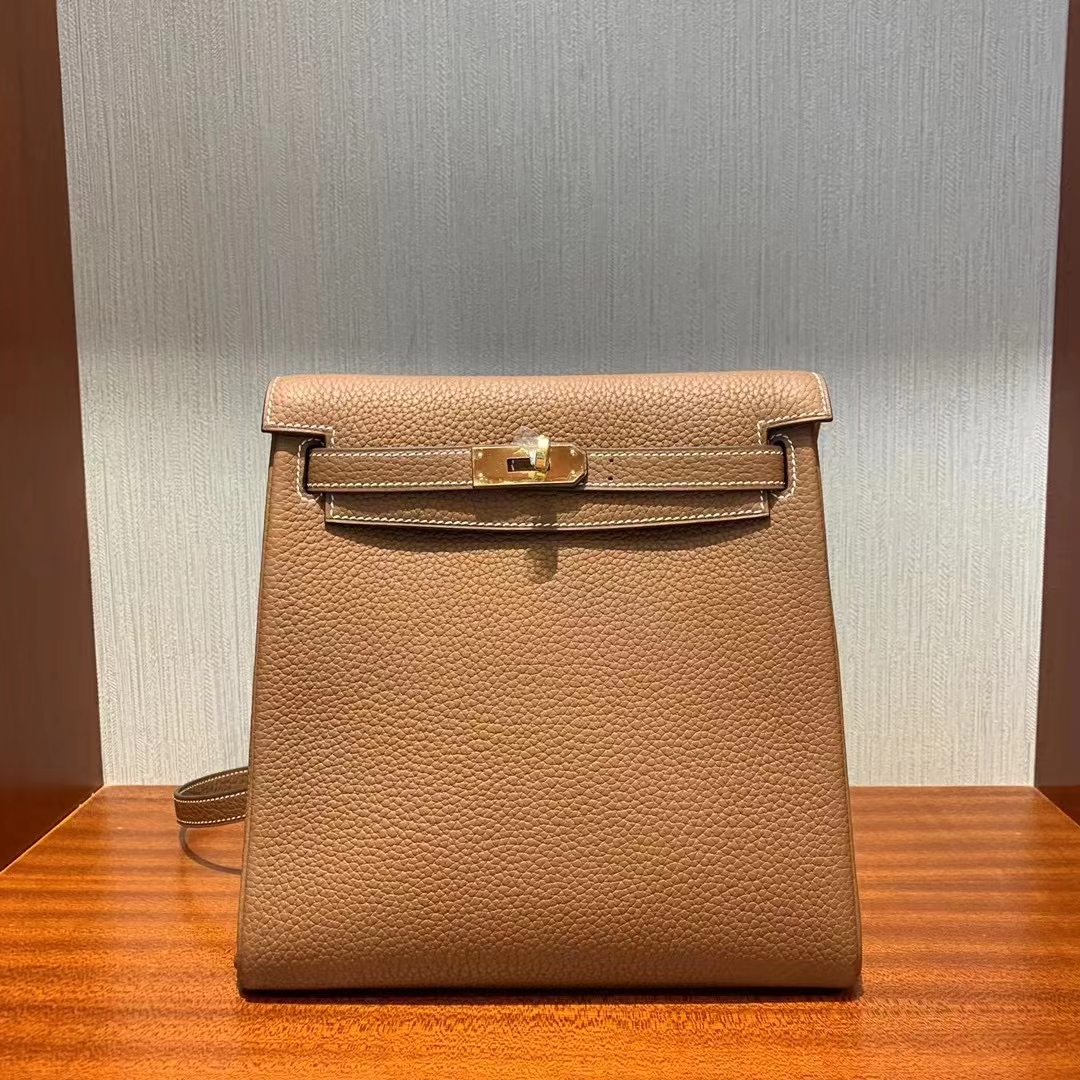Hermès（爱马仕）Kelly ado 22cm Clemence Ck37金棕色 顶级工艺 全手工缝制 金扣 现货