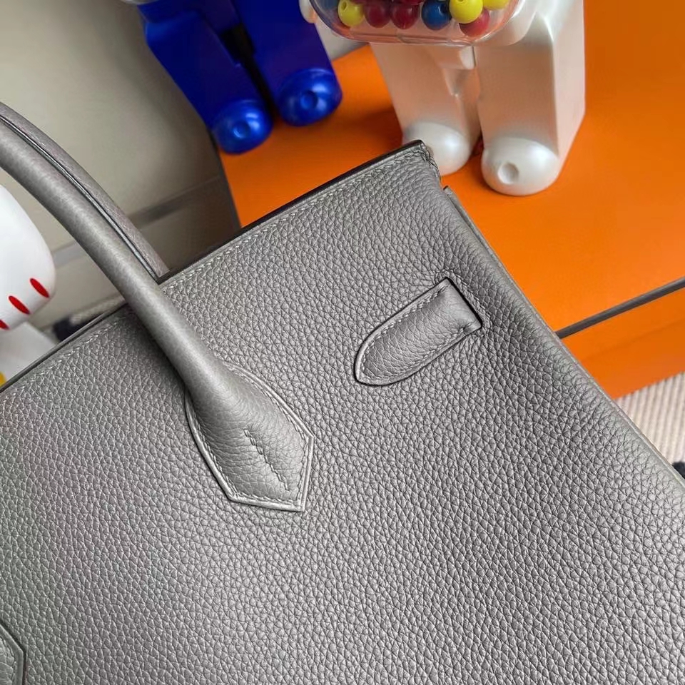 Hermès（爱马仕）Birkin 30cm 原厂小牛皮 8F 锡器灰 Etain 银扣 顶级手缝 现货