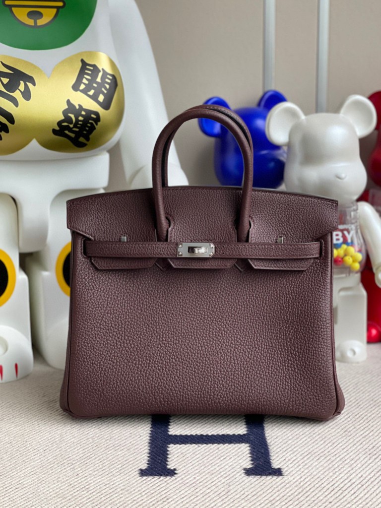 Hermès（爱马仕）Birkin 铂金包 原厂小牛皮 togo皮 0G 马鞍红 银扣 25cm