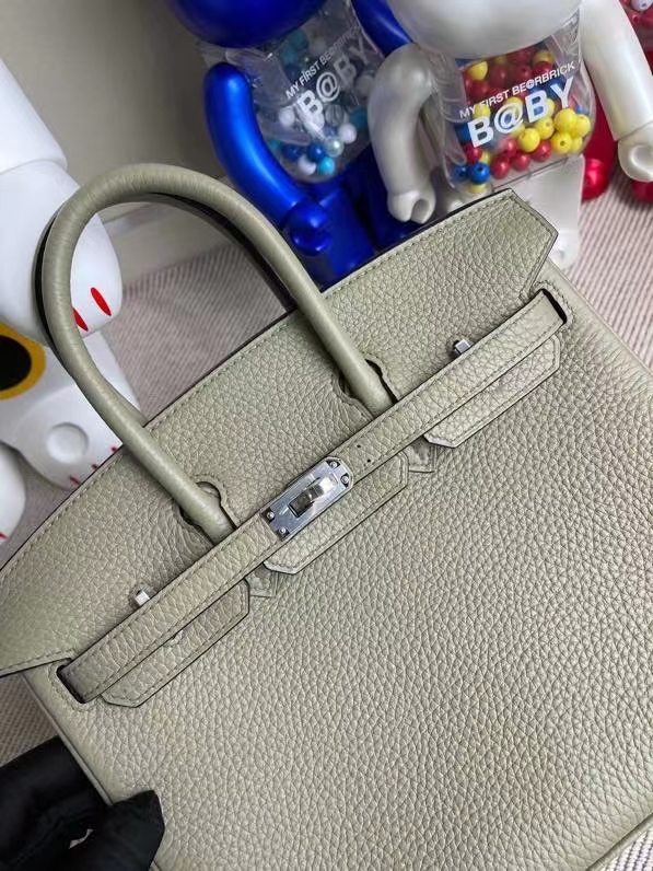 Hermès（爱马仕）Birkin 铂金包 鼠尾绿 原厂小牛皮 银扣 25cm 顶级手缝 定制