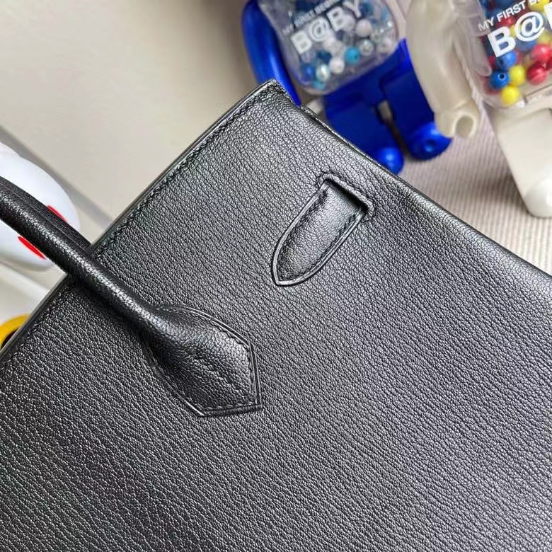 Hermès（爱马仕）Birkin 铂金包 chevre 山羊皮 ck89 黑色 内拼i6 极致粉 金扣 马蹄印 30cm 定制