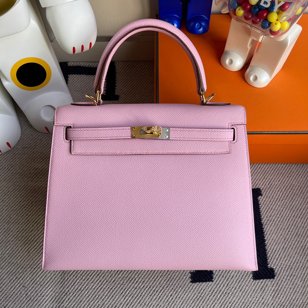 Hermès（爱马仕）Kelly 凯莉包 原厂掌纹皮 Epsom X9 锦葵紫 金扣 25cm 顶级手缝 现货