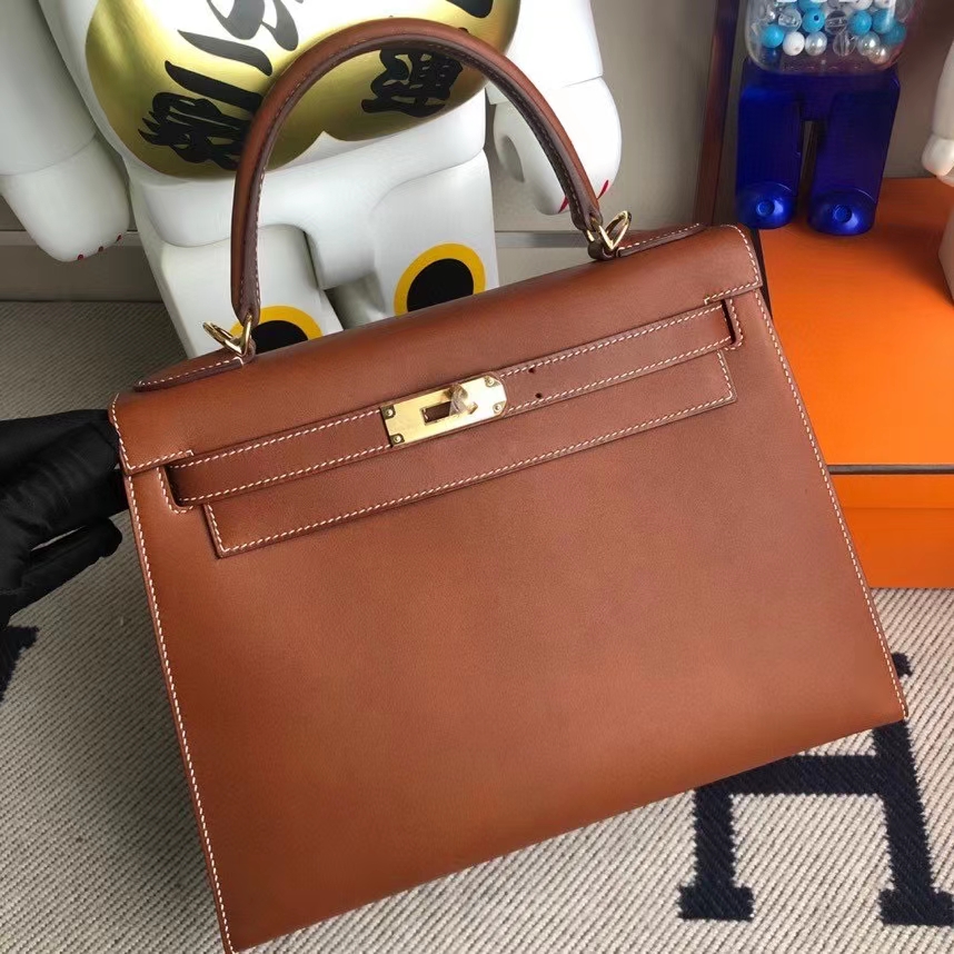 Hermès(爱马仕)Kelly 凯莉包 马鞍皮 金棕色 金扣 28cm 顶级手缝 现货-拉尔森鳄鱼皮具定制 - 爱马仕包包官网 Hermès(爱马仕)Kelly 凯莉包 马鞍皮 金棕色 金扣 28cm 顶级手缝 现货