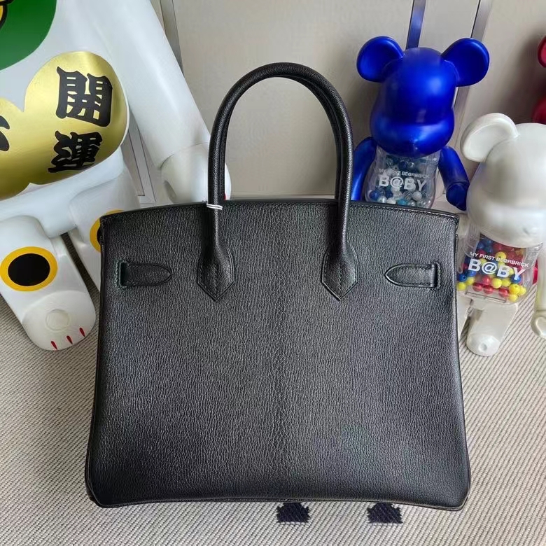 Hermès（爱马仕）Birkin 铂金包 chevre 山羊皮 ck89 黑色 内拼i6 极致粉 金扣 马蹄印 30cm 定制