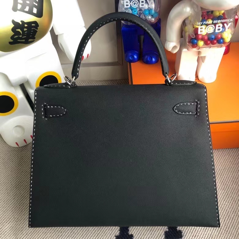Hermès（爱马仕）Kelly 凯莉包 GM皮 黑色 银扣 28cm 顶级手缝 现货