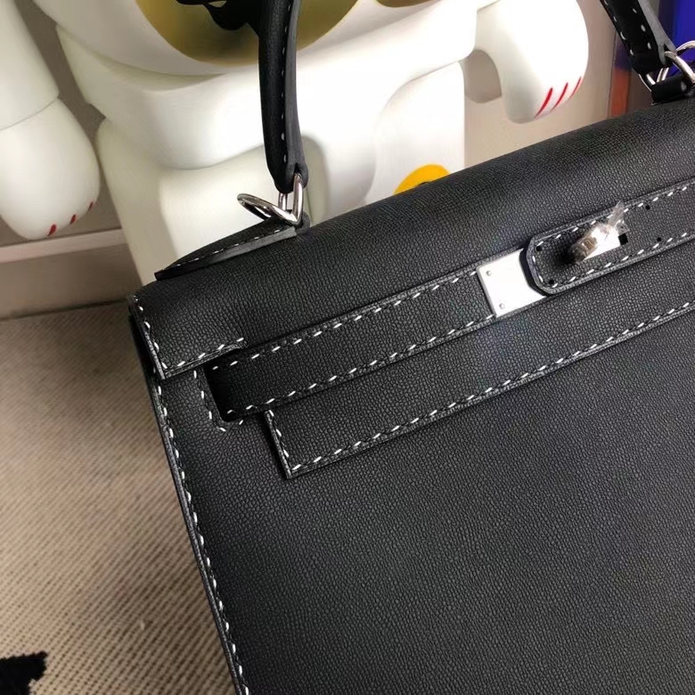 Hermès（爱马仕）Kelly 凯莉包 GM皮 黑色 银扣 28cm 顶级手缝 现货