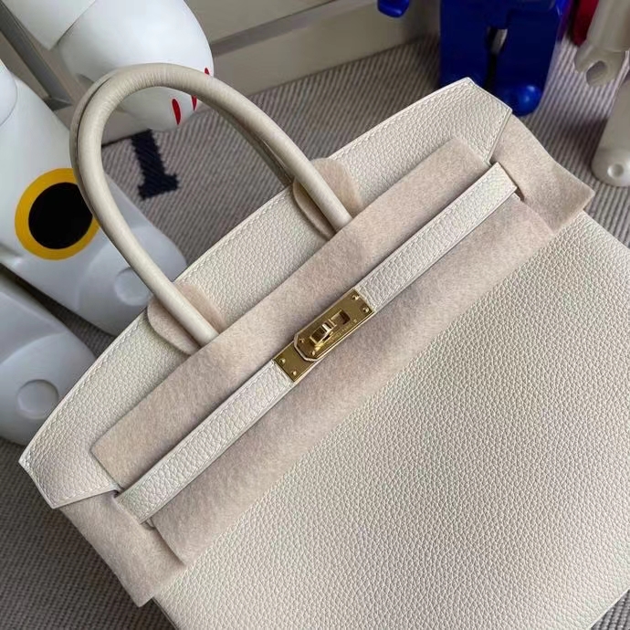 Hermès（爱马仕）Birkin 铂金包 原厂小牛皮 ck10奶昔白 craie 金扣 25 cm顶级手缝 现货