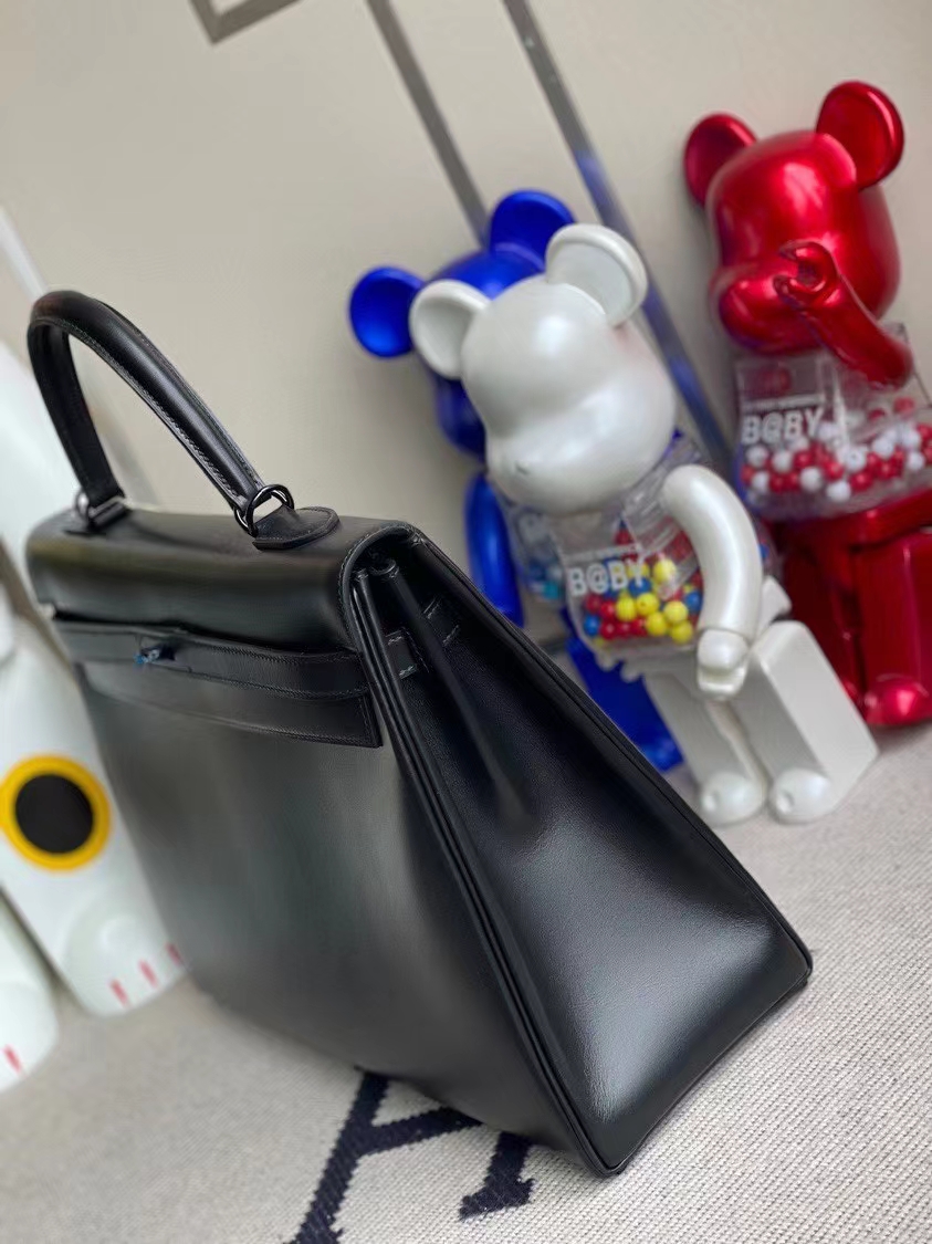 Hermès（爱马仕）Kelly 凯莉包 Boxcalf so black  黑色 黑扣 35cm 顶级手缝