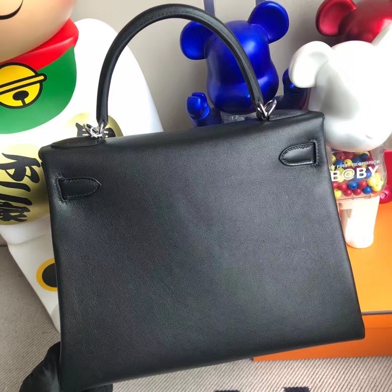 Hermès（爱马仕）Kelly 凯莉包 Swift 黑色noir 银扣 28cm 顶级手缝 现货