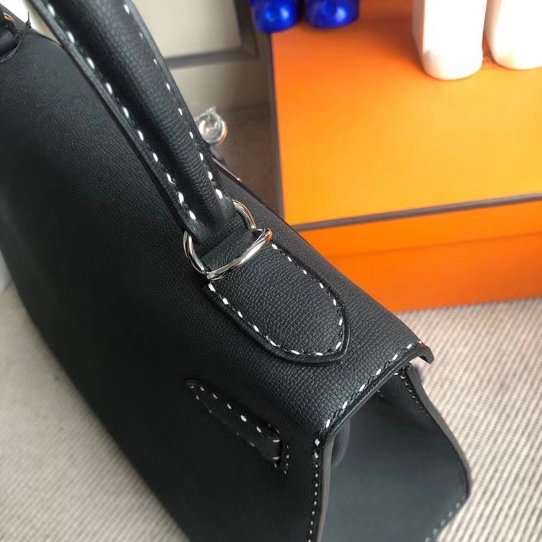 Hermès（爱马仕）Kelly 凯莉包 GM皮 黑色 银扣 28cm 顶级手缝 现货