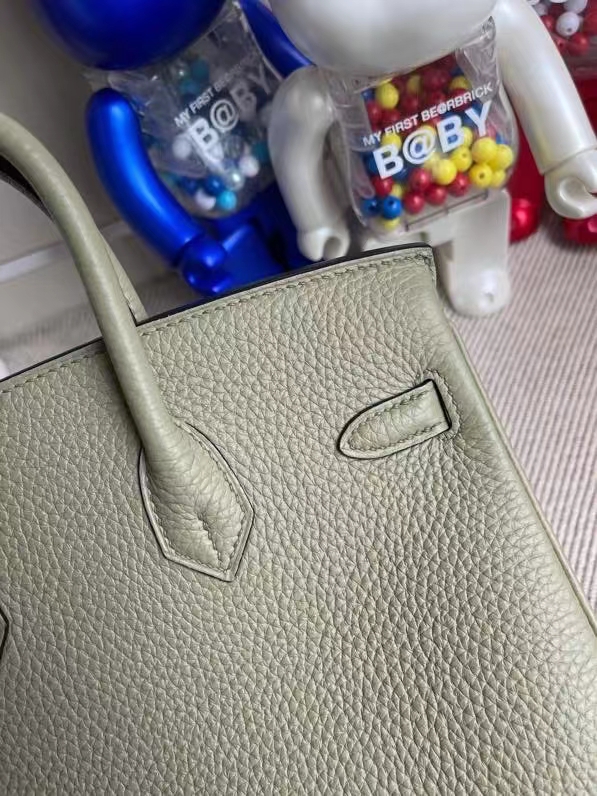 Hermès（爱马仕）Birkin 铂金包 鼠尾绿 原厂小牛皮 银扣 25cm 顶级手缝 定制