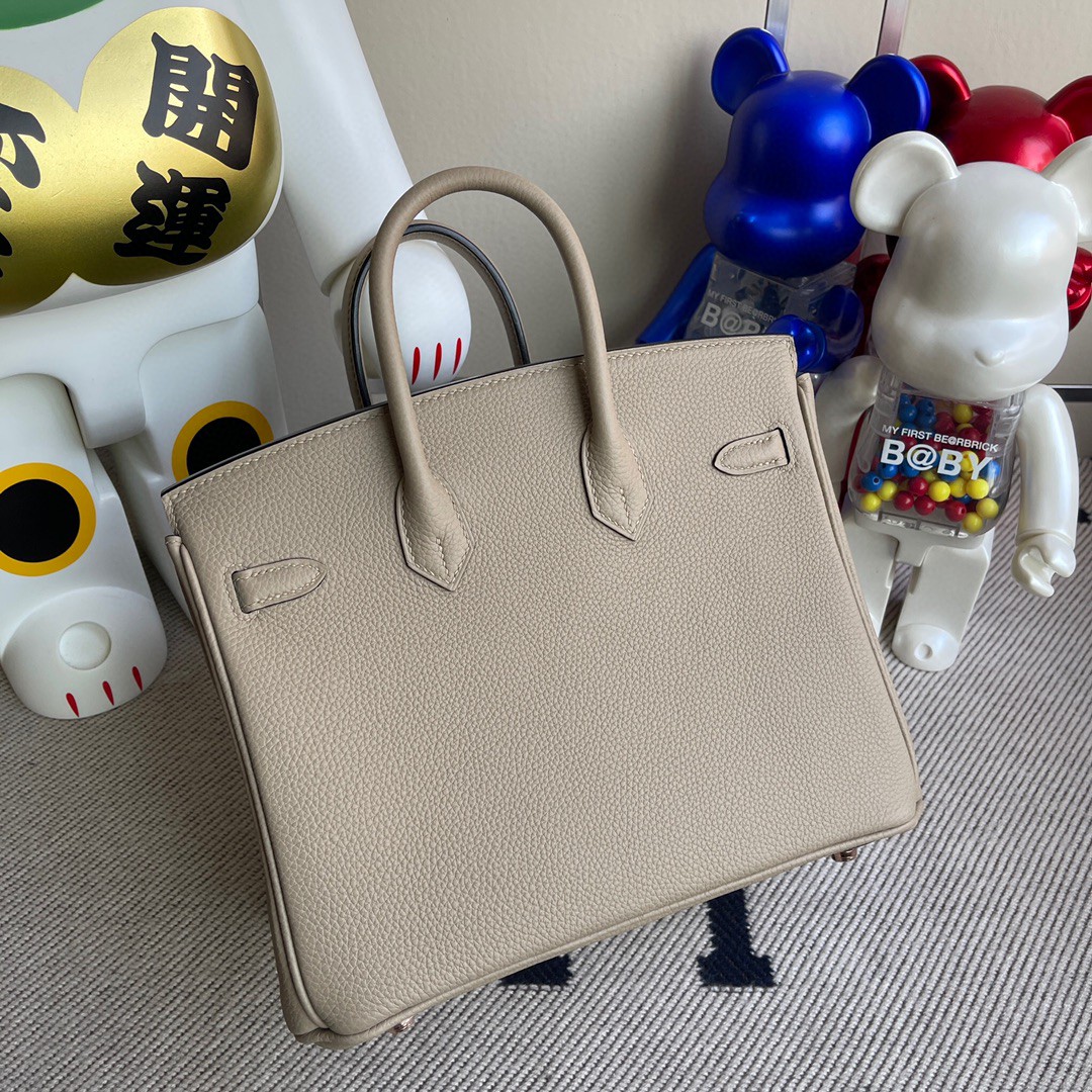 Hermès（爱马仕）Birkin 铂金包 原厂小牛皮 togo ck81 斑鸠灰 内拼 电光蓝 玫瑰金扣 25cm 顶级手缝