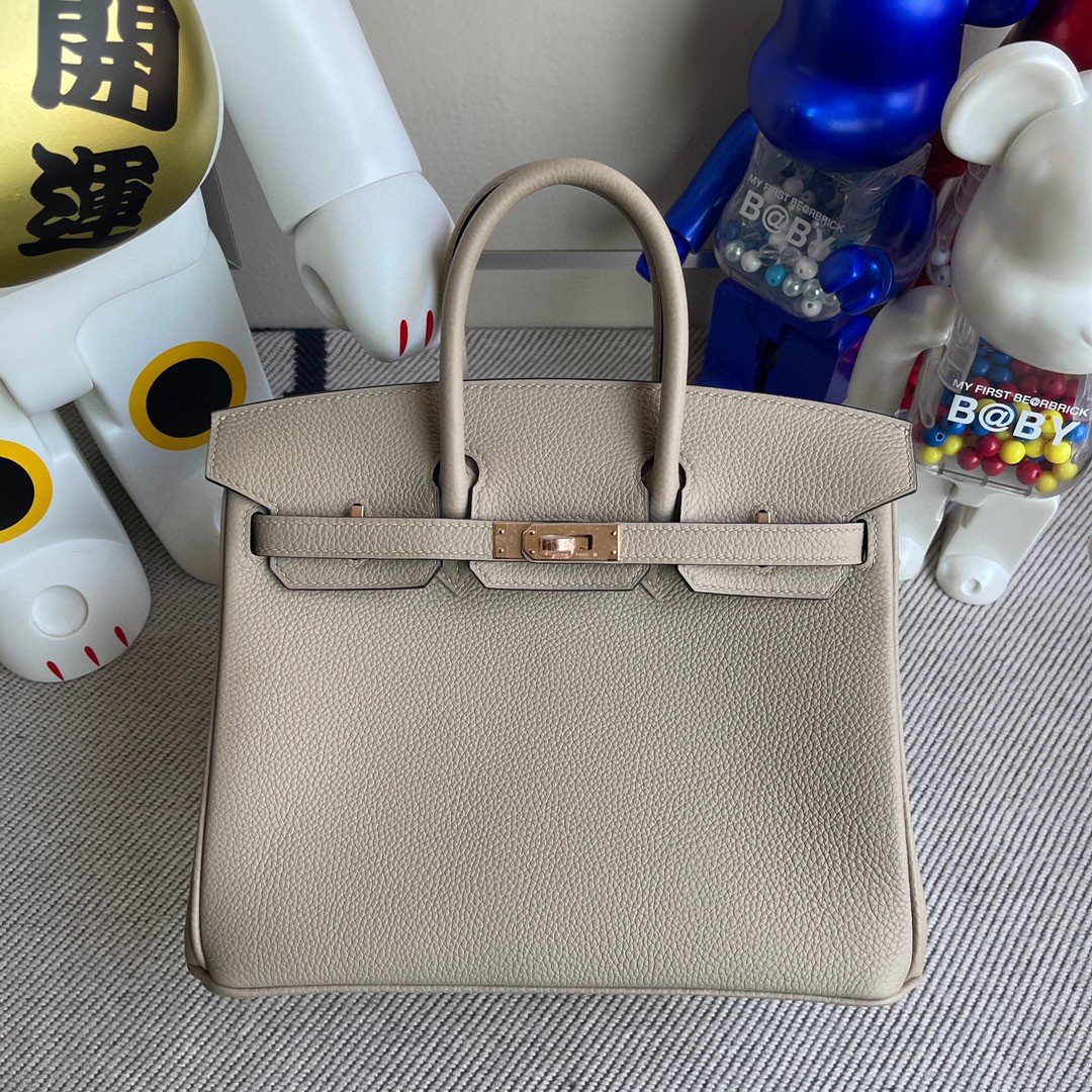 Hermès（爱马仕）Birkin 铂金包 原厂小牛皮 togo ck81 斑鸠灰 内拼 电光蓝 玫瑰金扣 25cm 顶级手缝