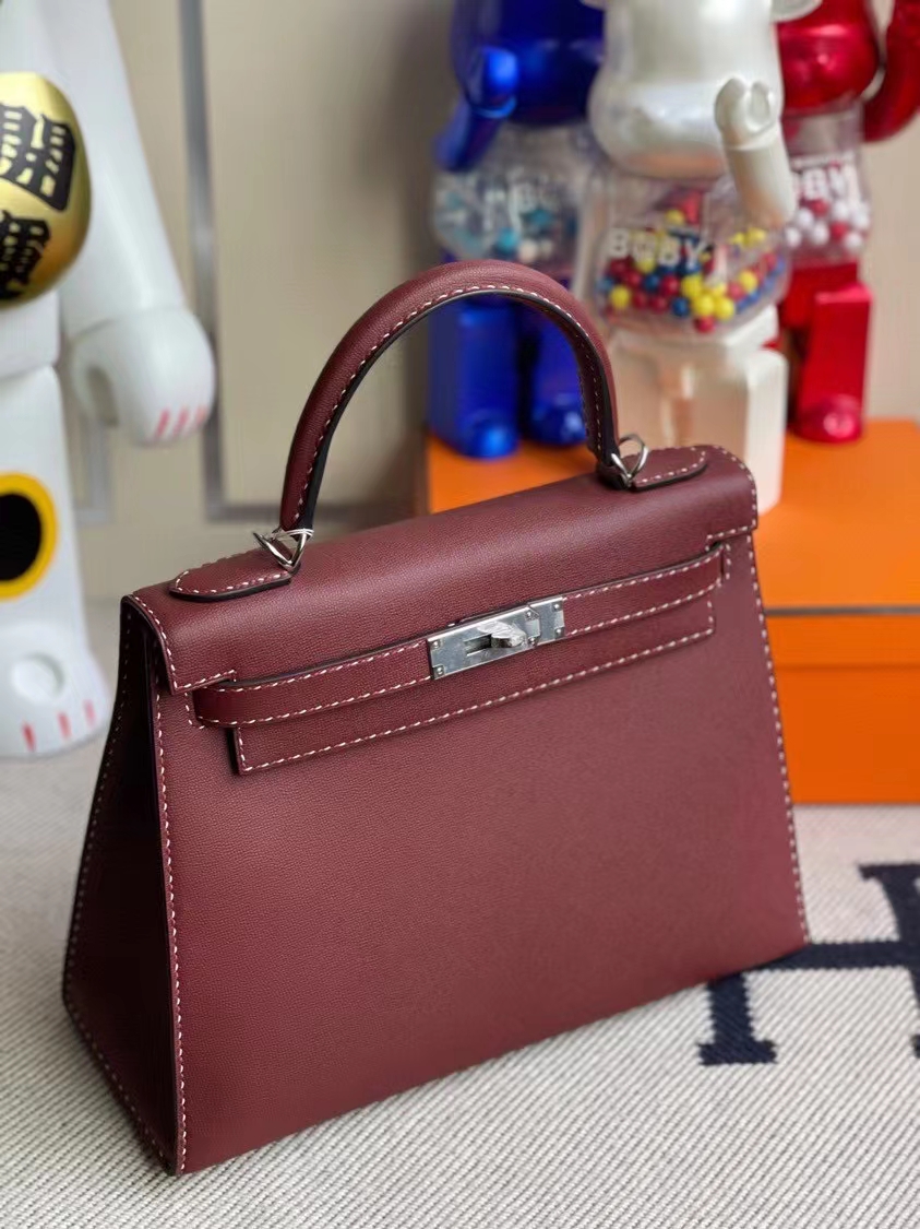 Hermès（爱马仕）Kelly 凯莉包 GM皮 ck55 爱马仕红 银扣 28cm 顶级手缝 现货