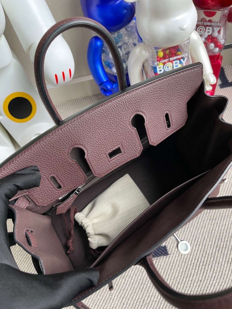 Hermès（爱马仕）Birkin 铂金包 原厂小牛皮 togo皮 0G 马鞍红 银扣 25cm