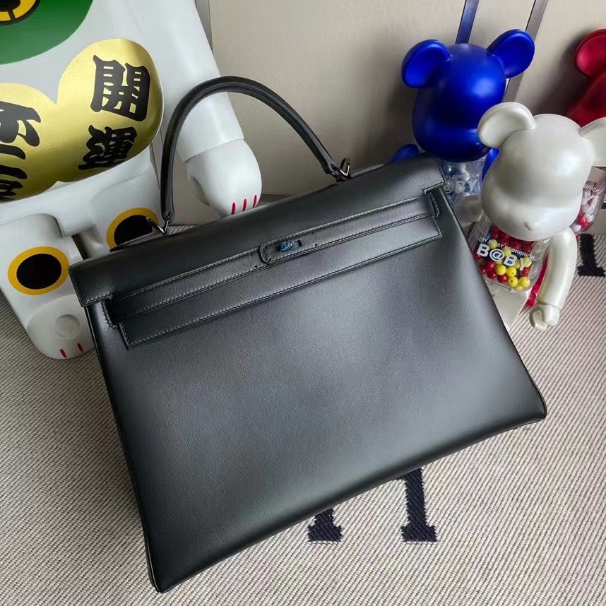 Hermès（爱马仕）Kelly 凯莉包 Boxcalf so black  黑色 黑扣 35cm 顶级手缝