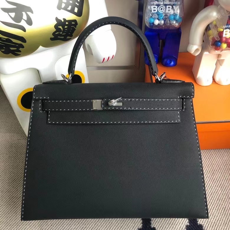 Hermès（爱马仕）Kelly 凯莉包 GM皮 黑色 银扣 28cm 顶级手缝 现货