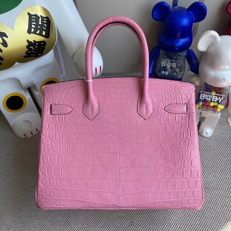Hermès（爱马仕）Birkin 铂金包 Crocodile matt 雾面鳄鱼 5p 樱花粉 30cm 银扣 顶级手缝