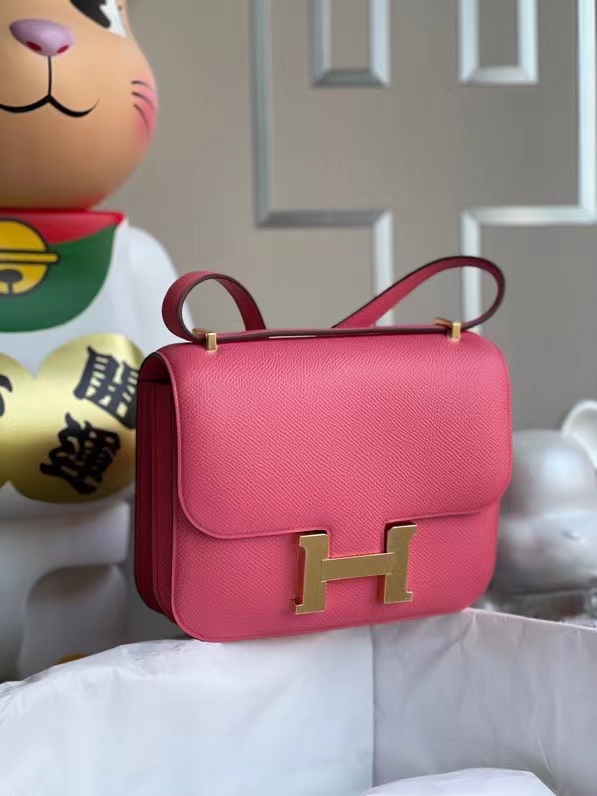 Hermès（爱马仕）Constance 空姐包 Epsom 原厂掌纹皮 8w 唇膏粉 金扣 24cm 顶级手缝