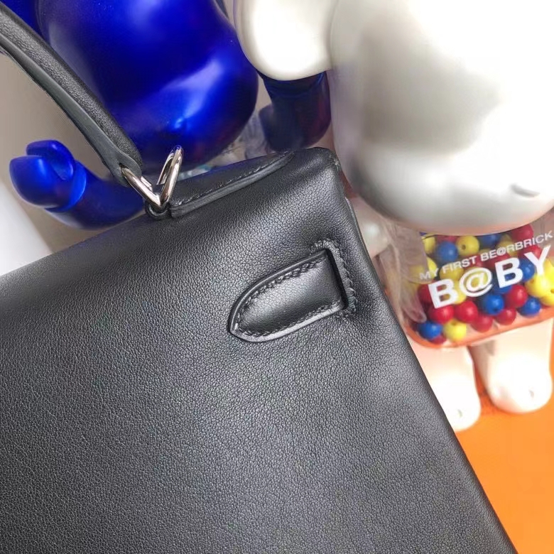 Hermès（爱马仕）Kelly 凯莉包 Swift 黑色noir 银扣 28cm 顶级手缝 现货