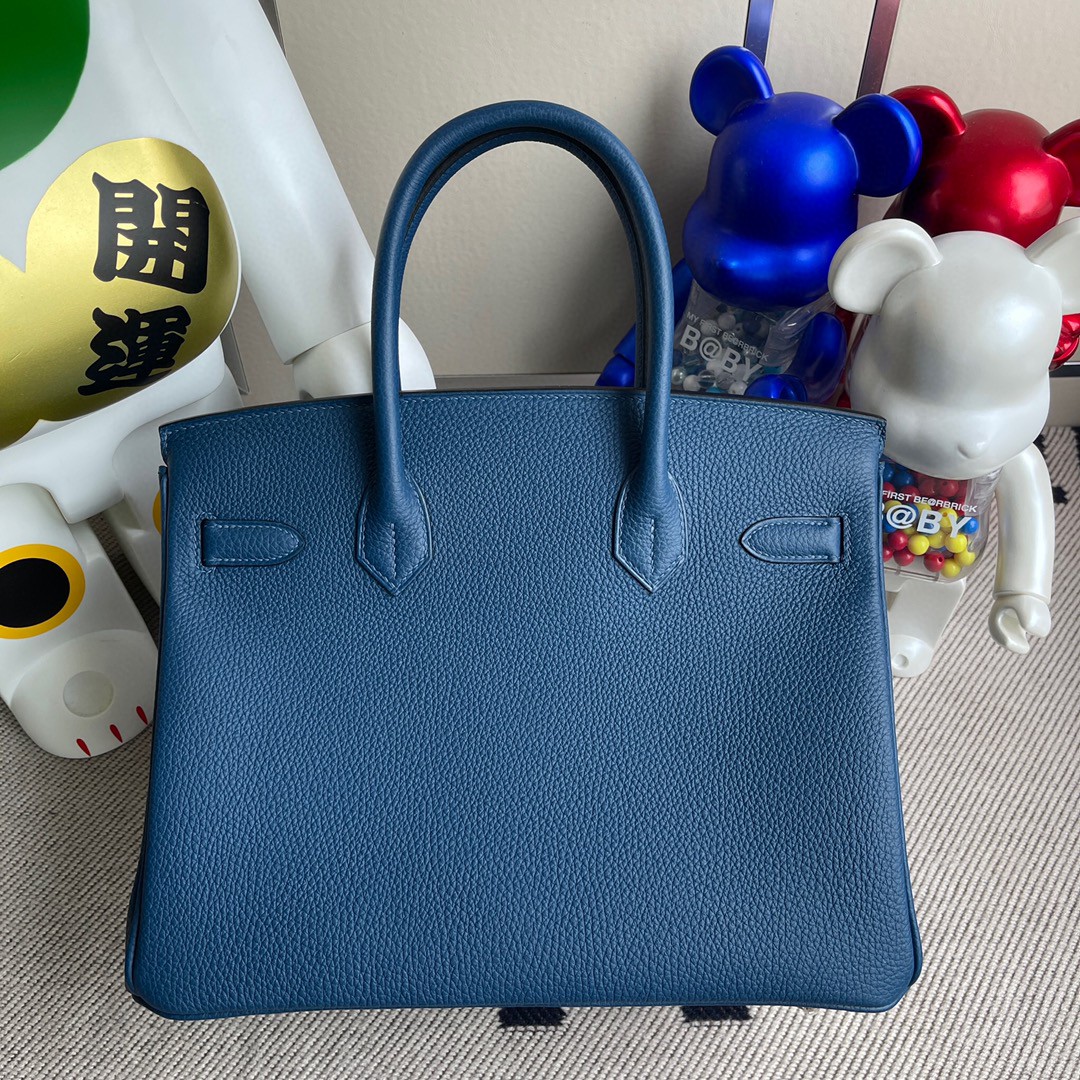 Hermès（爱马仕）Birkin 铂金包 原厂小牛皮 togo 深邃蓝 deep blue 玫瑰金 30cm