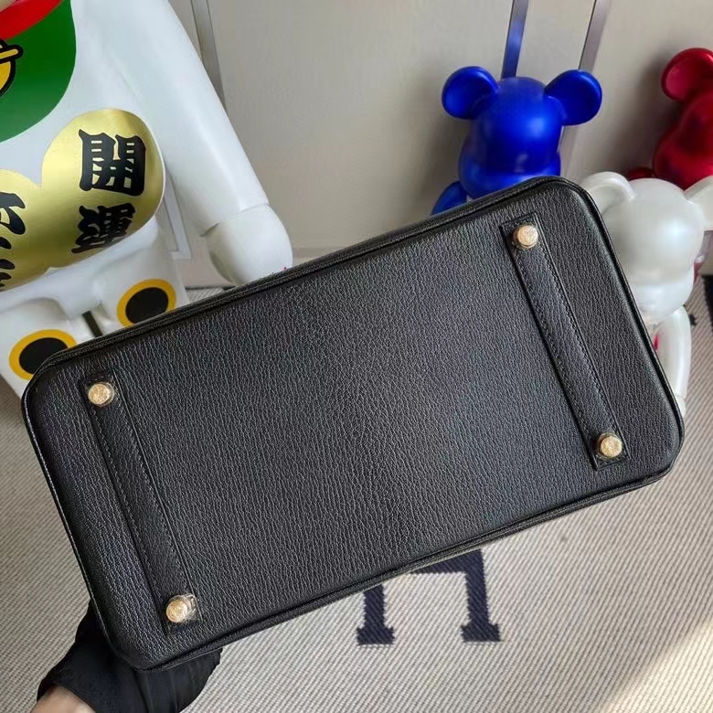 Hermès（爱马仕）Birkin 铂金包 chevre 山羊皮 ck89 黑色 内拼i6 极致粉 金扣 马蹄印 30cm 定制