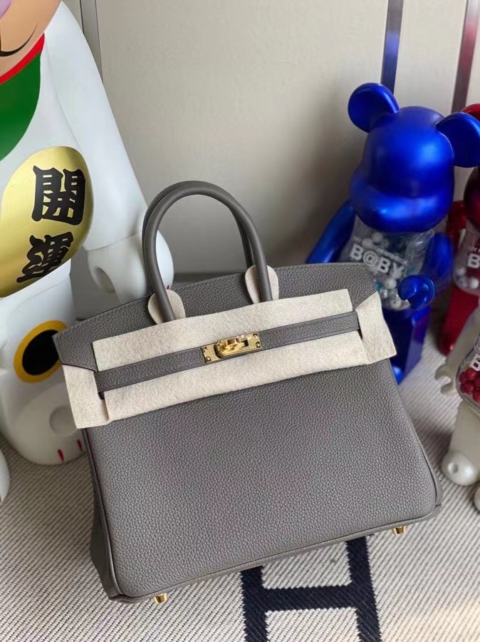 Hermès（爱马仕）Birkin 铂金包 原厂小牛皮 togo 8F 锡器灰 etain 金扣 25cm 顶级手缝
